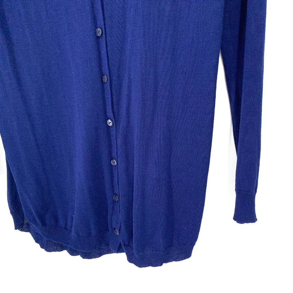 Joseph A. Lightweight Long Sleeve Royal Blue V Neck Cardigan Sweater Size Small